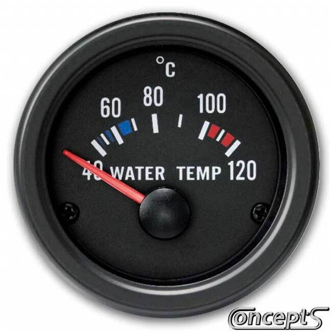 Watertemperatuurmeter 40 tot 120 graden Celsius. Diameter 52 mm. Zwart