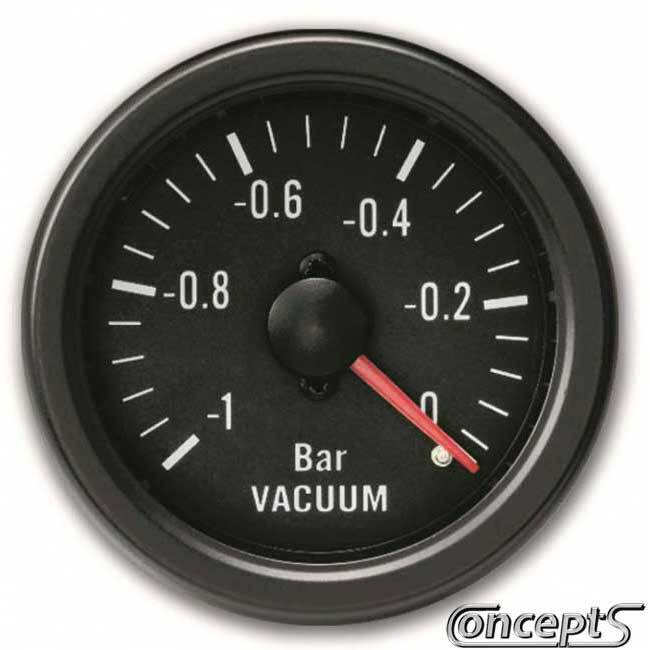 Vacuummeter -1 tot 0.2 bar. Diameter 52 mm. Zwart