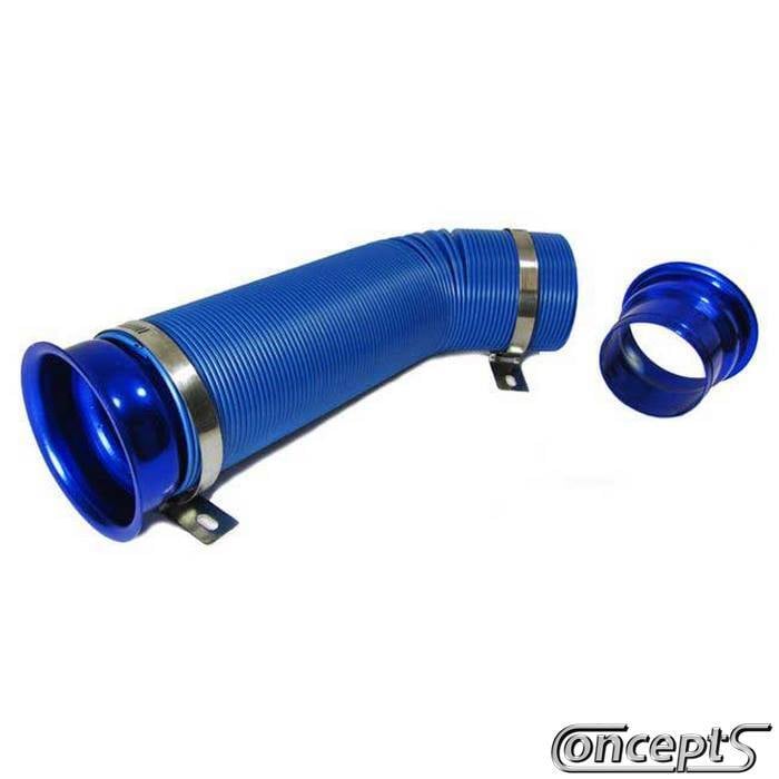 Flexibele Cold Air luchttoevoer slang blauw diameter 75 mm lengte 30 tot 90 cm