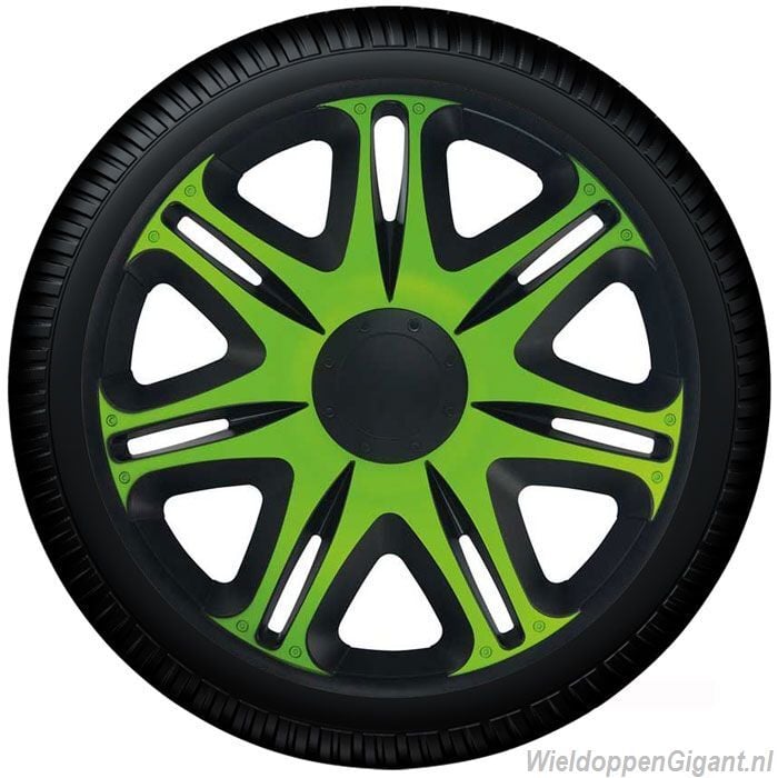Wieldoppen set NASCAR MONSTER in groen-zwart 13 inch t/m 16 inch