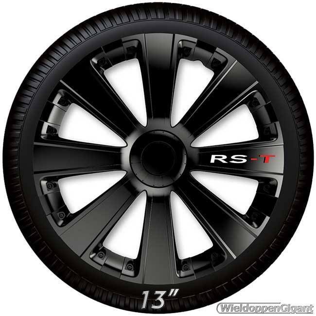Wieldoppen set RS-T in zwart met RS-T logo van 13 inch t/m 16 inch