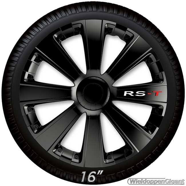 Wieldoppen set RS-T in zwart met RS-T logo van 13 inch t/m 16 inch