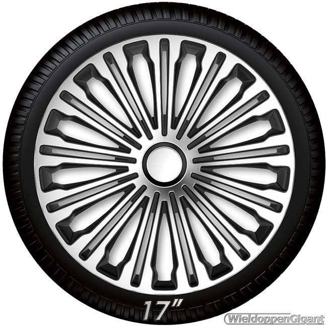 Wieldoppen set VOLANTE in zilver-zwart met chroom ring van 13 inch t/m 17 inch
