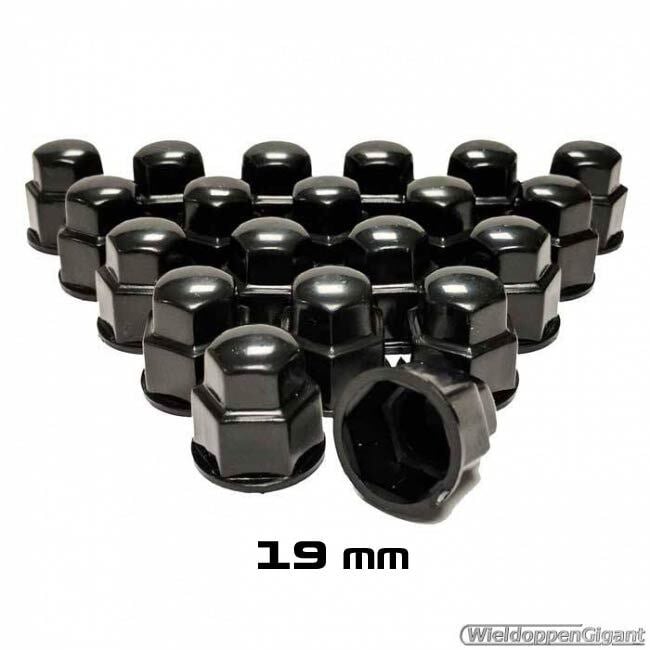 Kunststof wielmoerkapjes CLASSIC zwart 19 mm. Set a 20 stuks