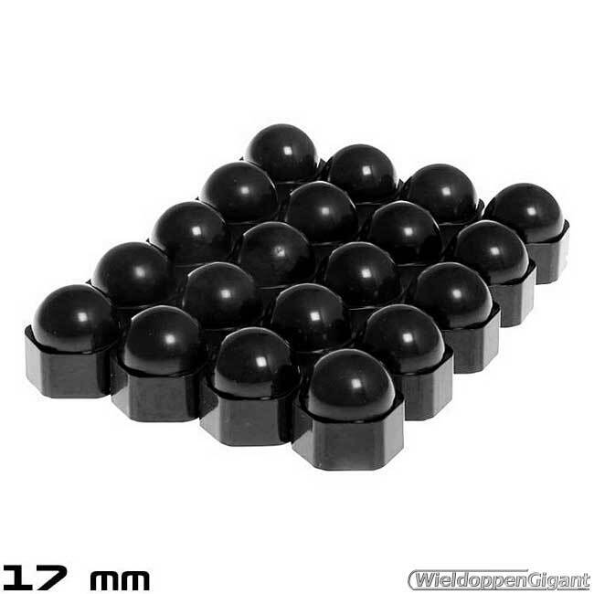 Bolle kunststof wielmoerkapjes zwart 17 mm set a 20 stuks