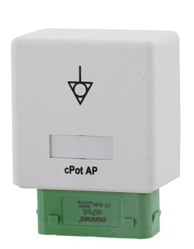 CP-APMB-WH  Connection point mounted white 1x cPot[m] 35/25 mm²  artikel  1027383 . <br />CONNEX cPot wallbox couples wiht male panel coupler