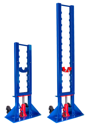 EAX100-32A  Hydraulic jacks AXO 10 tons<br />The AXO 10 TONNES is intended for unwinding large reels, on site or in the workshop. Diameter of the Drum 400-3200mm. Lenght of AXIS 2200mm. Baring Plain steel. Height of the Jacks 1700mm. Total weight 178kg.Dimension of the basic 540x330mm .