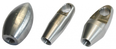 FV456-T18  Kop dubbele functie : geleidekop en trekoog -Diameter 18 mm met centergat 11 mm - binnenschroefdraad M12 -Van aluminium
