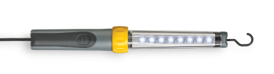 BL230-08/10  LED Looplampen met kabel LED-08  Lichtbron: 8 SMD LED's<br />Elektronisch stroomcircuit in de handgreep . Draaibare haak . Voeding 110-240V . Kabel10 mtr  H05RN-F  . Gewicht 1,2kg . Luxe: 850 @ 50cm<br />Lumen: 600 . Verlichtingshoek: 55°<br />4W - IP55 - IK07