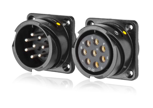 SPK 8-pins luidspreker, zilveren soldeercontacten (geïnstalleerd) Chassis Male , aluminium borgring  compatible CA-COM