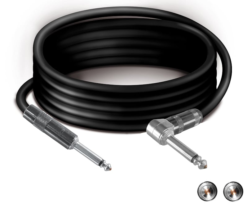 Gitaar kabel Jack Haaks 6.35 Mono Male 90° MetalAQM90  -  Jack 6.35 Mono Male ABM6.3. Tasker kabel TSK1032