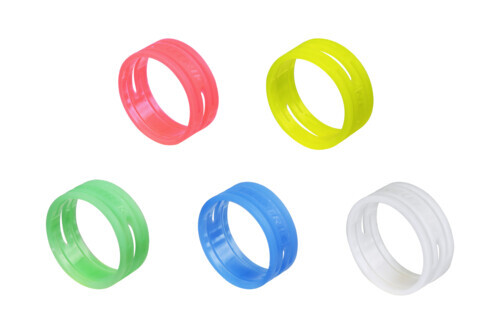 XXR-* NEO   Neon colored coding rings, glowing in the dark. Color ring can be changed without unsoldering insert. Box of 100 pcs