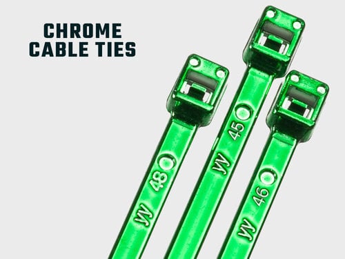 Chrome Plated Cable Ties. Lengte 9.50cm