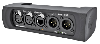 DANTA Interface connect analog audio equipment to a DANTE TM network   NA2-IO-DLINE