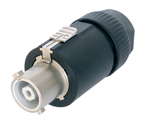 NAC3FC-HC  powerCON 32 A cable connector    The 32 A powerCON is an extremely robust and reliable locking single phase AC appliance cable connector for high current capacity (32 A rated). It is conceived as a non-standardized 3 pole connection
