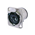 NC3FD-V    3 pole female receptacle, vertical PCB mount, Nickel housing, silver contacts