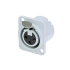 NC3FD-LX-WT   3 pole female receptacle, solder cups, white painted housing, silver contacts