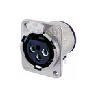 NC3FDM3-H  3 pole female receptacle, horizontal PCB mount, Nickel housing, silver contacts, M3 mounting holes
