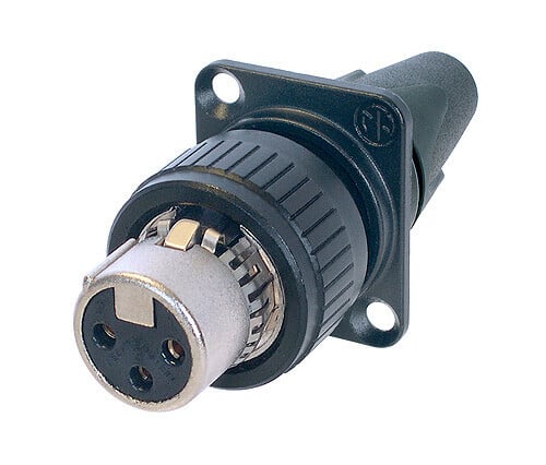NC3FDX-EMC-Spec<br /><br />3 pole female EMC-XLR cable connector for panel mount