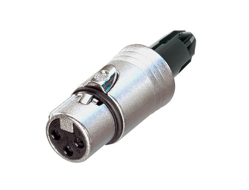 Audio XLR-kabelconnectoren NC3FXX-WOB-BAG Bulk doos 100st<br />3-polige kabelconnector vrouwelijk met zwarte behuizing en zilveren contacten, zonder afsluit dop