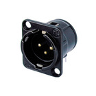 NC3MD-H-B   3 pole male receptacle, horizontal PCB mount, black metal housing, gold contacts