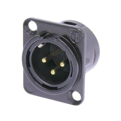 NC3MD-L-B-1    3 pole male receptacle, solder cups, black metal housing, gold contacts