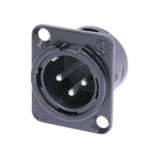 NC3MD-L-BAG-1     3 pole male receptacle, solder cups, black metal housing, silver contacts