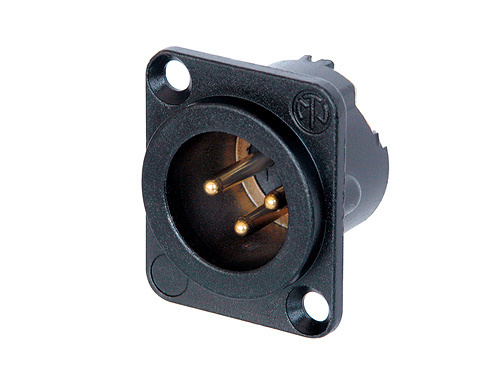 NC3MD-LX-B<br /><br />3 pole male receptacle, solder cups, black metal housing, gold contacts