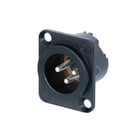 NC3MD-LX-BAG<br /><br />3 pole male receptacle, solder cups, black metal housing, silver contacts