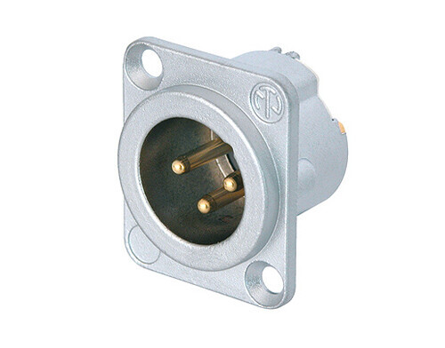NC3MD-LX-HE     3 pole male receptacle, solder cups, velour chromium housing, gold contacts