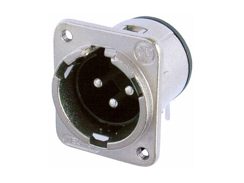 NC3MDM3-H   3 pole male receptacle, horizontal PCB mount, Nickel housing, silver contacts, M3 mounting holes