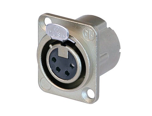 NC4FD-LX<br />4 pole female receptacle, solder cups, Nickel housing, silver contacts
