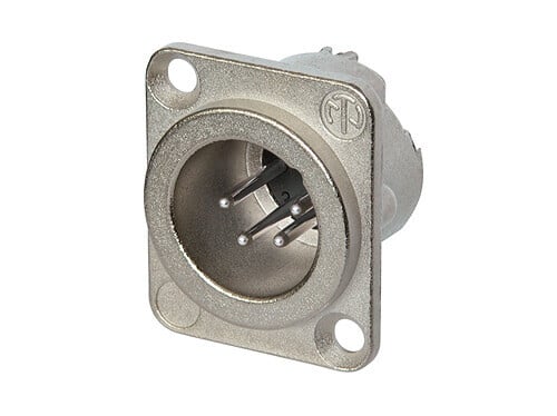 NC4MD-LX<br />4 pole male receptacle, solder cups, Nickel housing, silver contacts