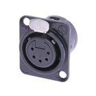 NC5FP-B-1    5 pole female receptacle, solder contacts, black metal housing, gold contacts