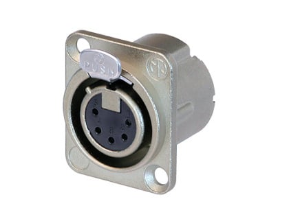 NC5FD-LX<br />5 pole female receptacle, solder cups, Nickel housing, silver contacts