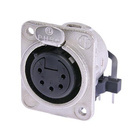 NC5FDM3-H    5 pole female receptacle, horizontal PCB mount, Nickel housing, silver contacts, M3 mounting holes