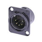 NC5MD-L-B-1<br />5 pole male receptacle, solder cups, black metal housing,  gold contacts