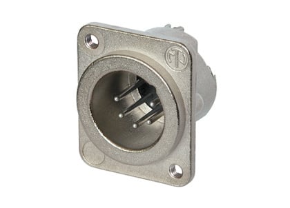 NC5MD-LX-M3    5 pole male receptacle, solder cups, Nickel housing, silver contacts, M3 mounting holes