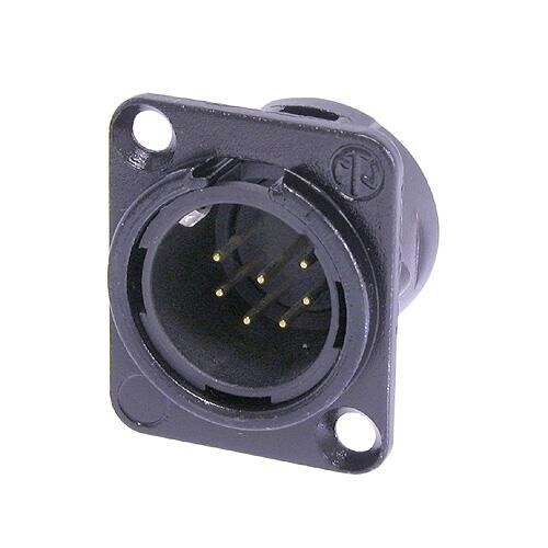 NC7MD-L-B-1<br />7 pole male receptacle, solder cups, black metal housing, gold contacts