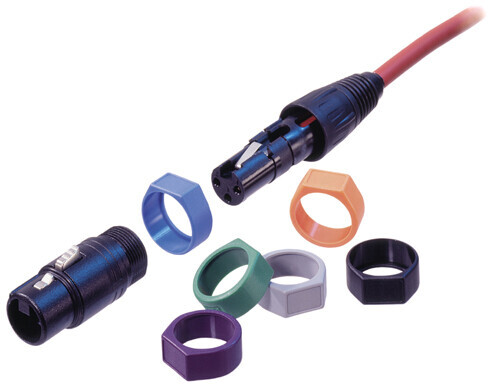 XCR-*  Colored coding rings with labeling block. Colour ring can be changed without unsoldering insert. Box of 100 pcs.
