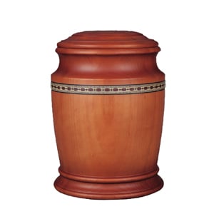 Houten Pot urn met sierband
