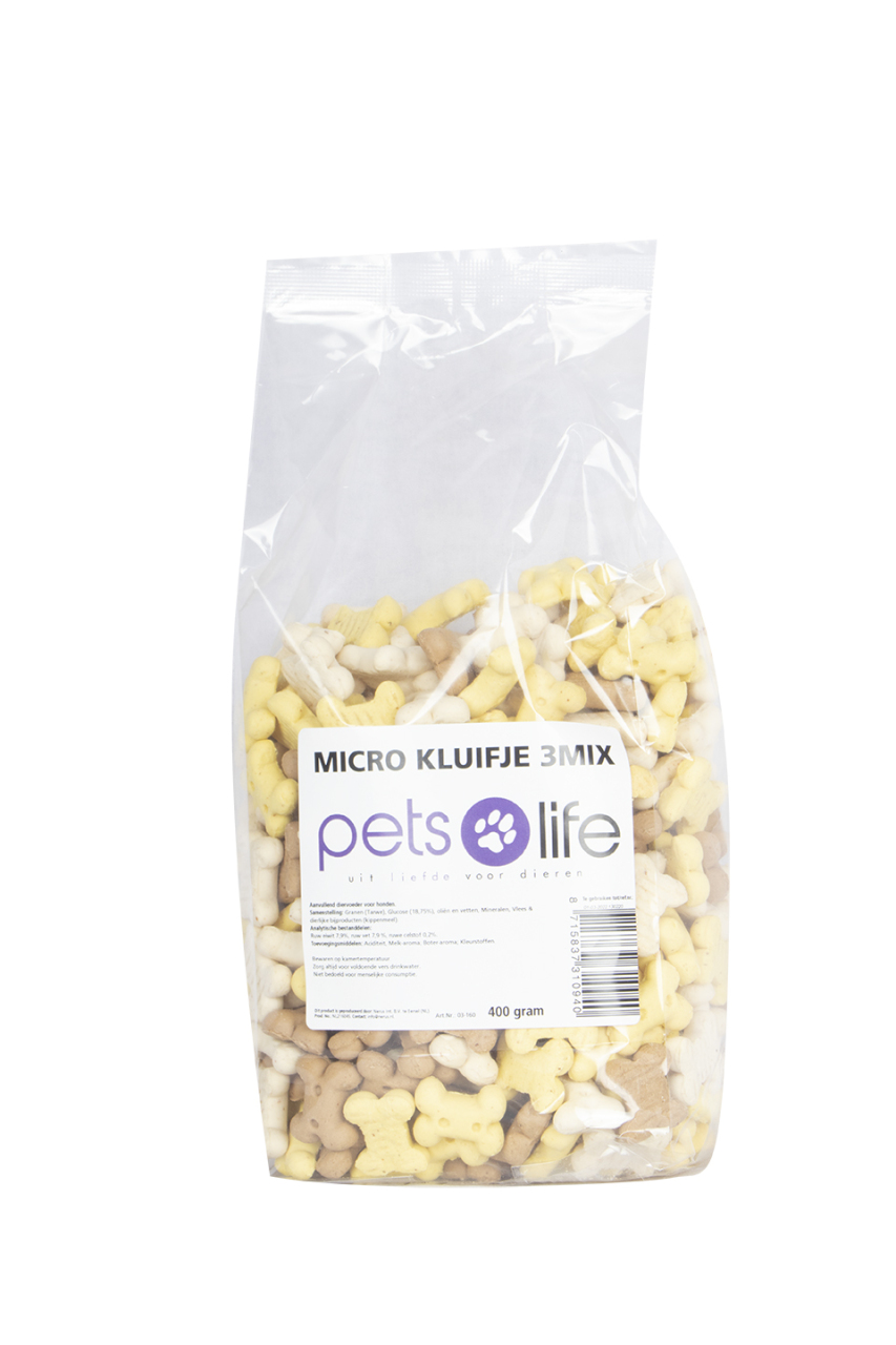 PETS LIFE MICRO-KLUIFJE 3 MIX VANILLE 400 GR.