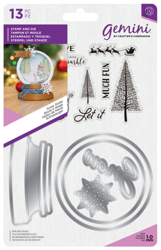 Gemini Kerst Shaker Card Clearstamp & Snijmal - Snow Globe