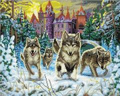 Crystal Art Running wolves full-landscape 40x50 cm