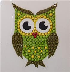 Crystal Stickers Green Owl Motif+Crystals+Pen+Wax+Tray