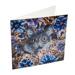 Crystal Card Kit  Diamond Painting Cat and Flowers