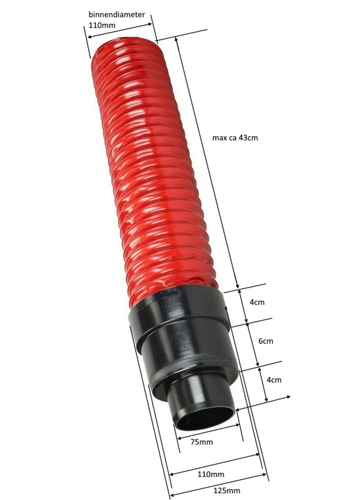 Venduct flexibele rode pvc buis 110mm naar 110/75mm max 58cm