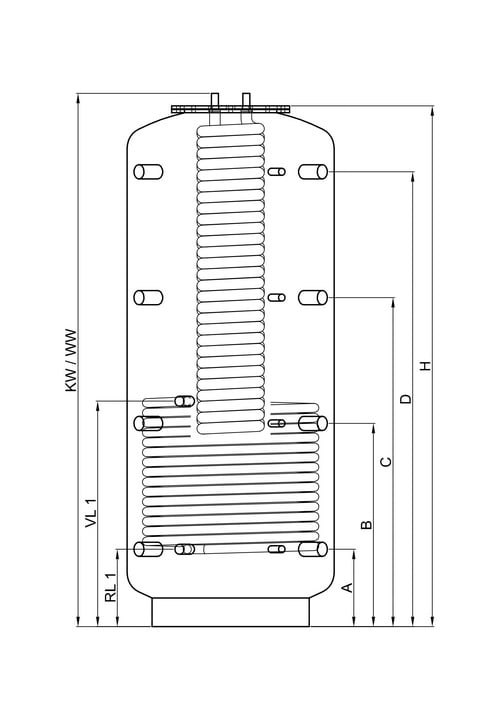 TWL Hygiëne-boiler KER 800L 1 warmtewisselaar