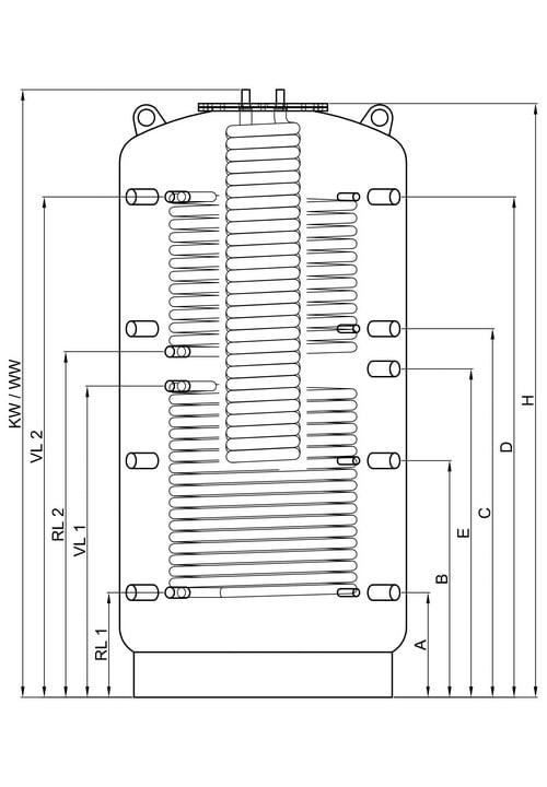 TWL Hygiëne-boiler KER2 2500L 2 warmtewisselaars