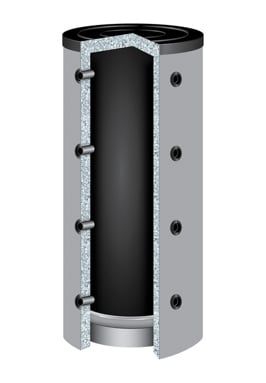 TWL Type P Buffervat 300L 0 warmtewisselaars, Okoline-B isolatie, aansluitingen 90&deg;
